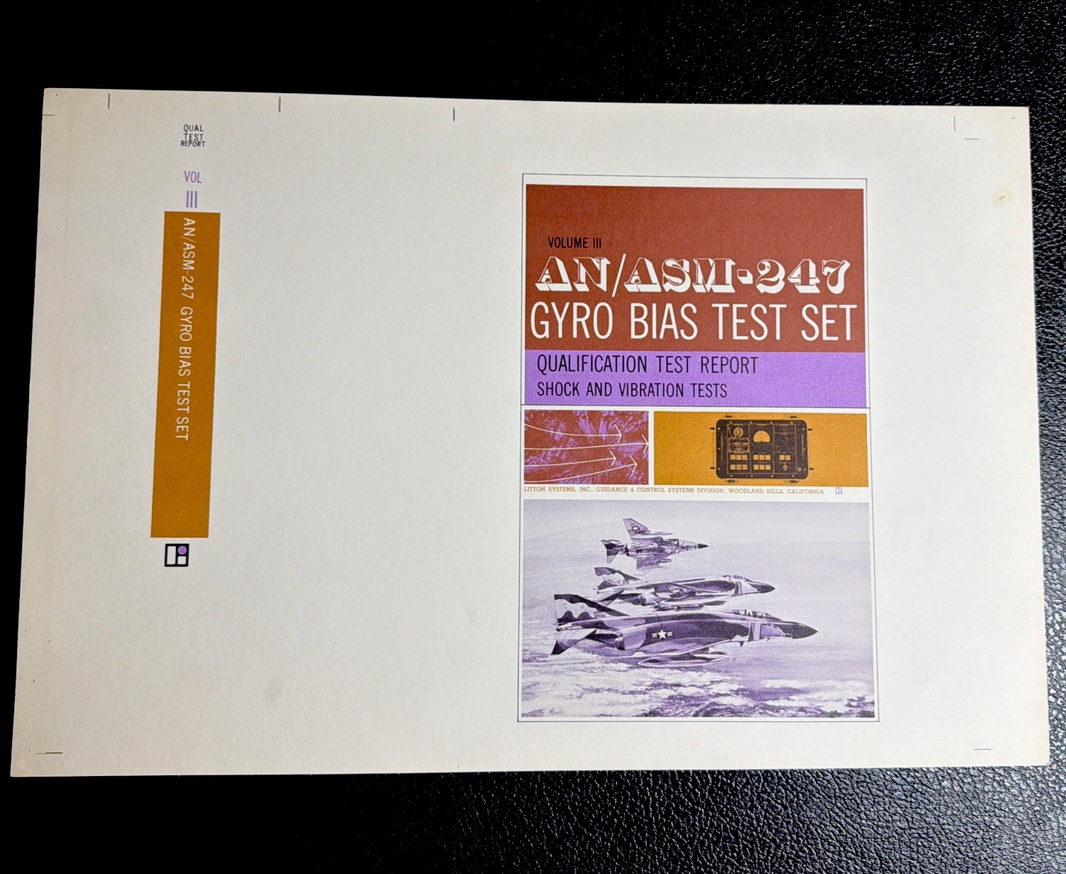 Vintage Litton AN/ASM-247 Gyro Bias Test Set Vol III Cover Proof 12x18