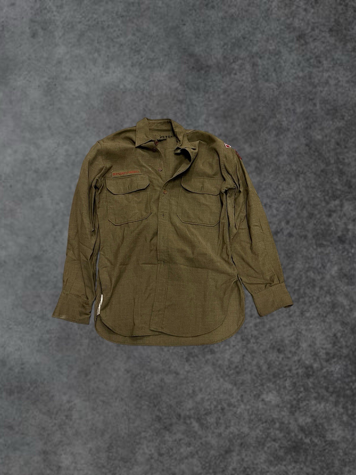 Vintage Boy Scouts Shirt Youth  Medium Green Sanforized 1960s Uniform BSA