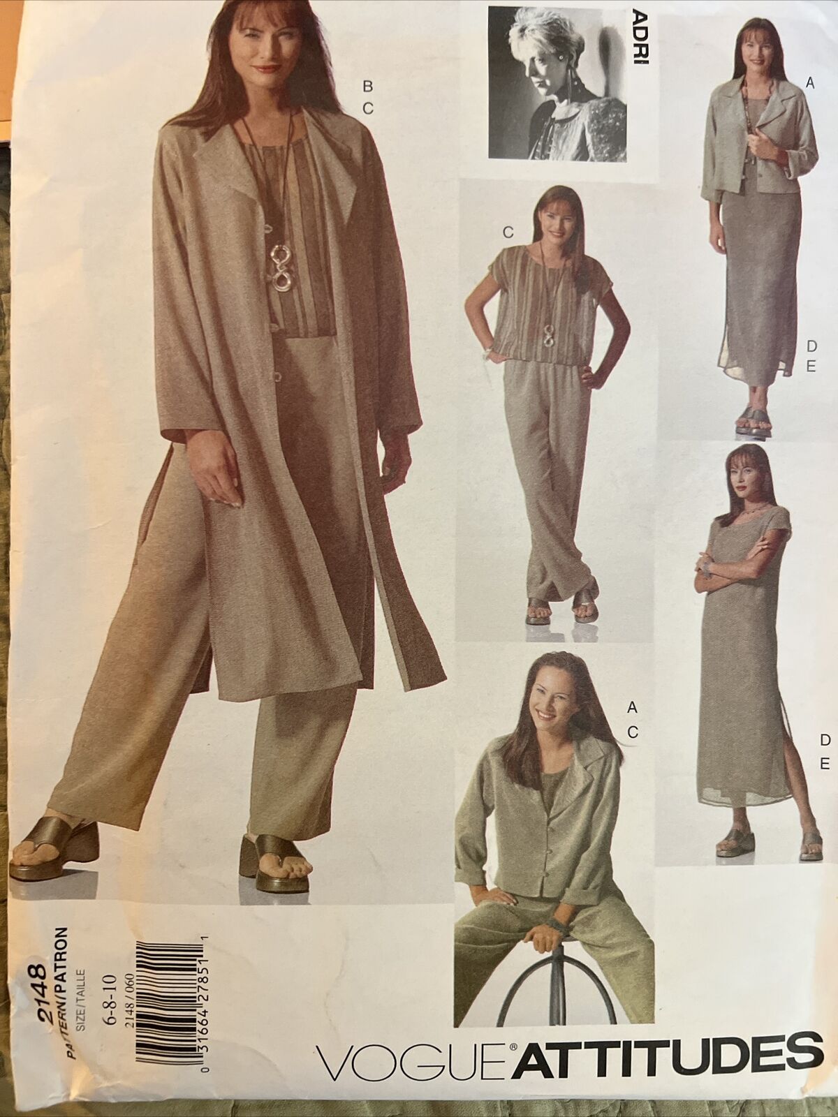 Vogue Sewing Pattern 2148 Attitudes Wardrobe Duster Pants Dress Jacket 6-10 New