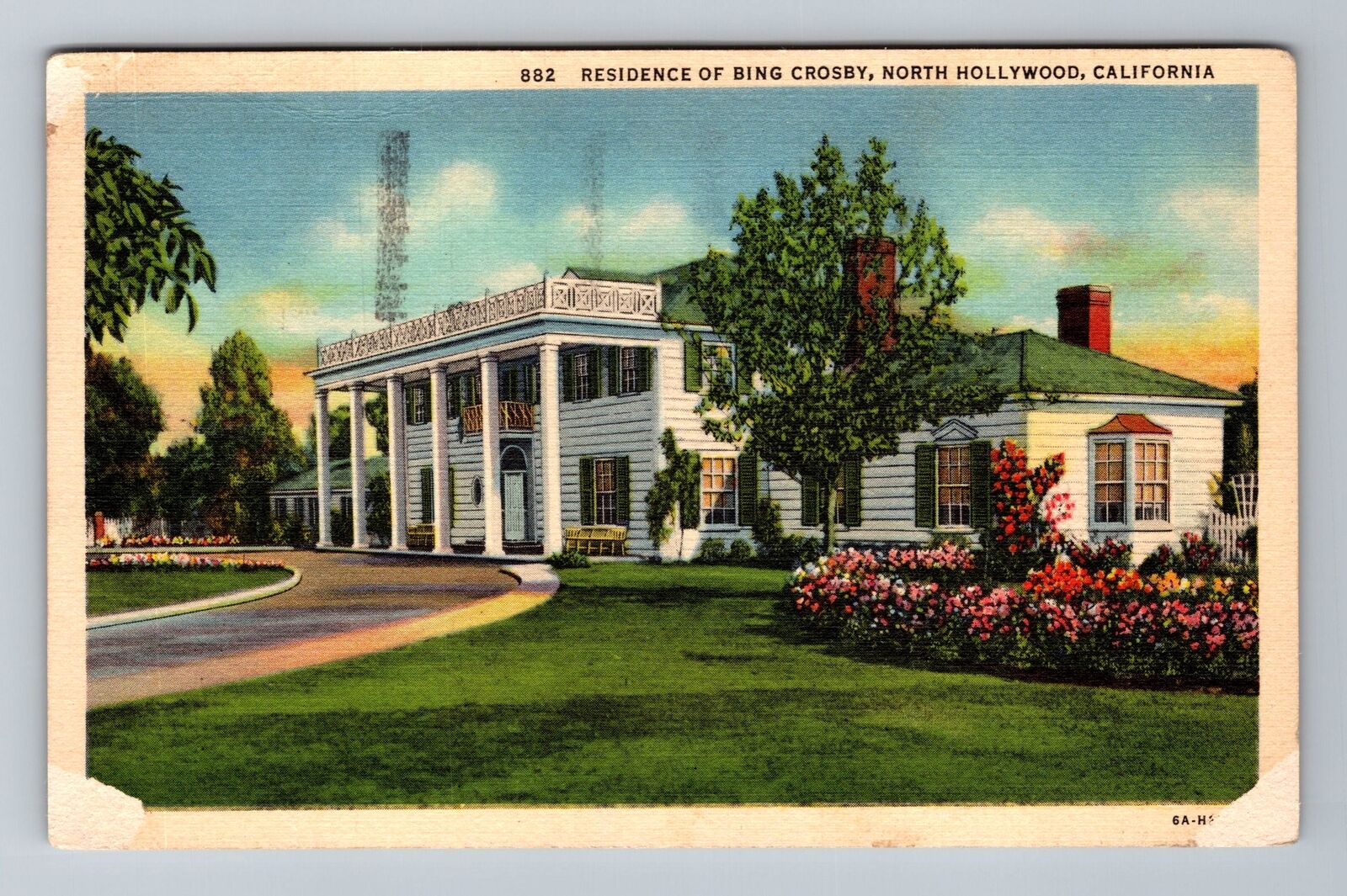 Hollywood CA-California, Residence Of Bing Crosby, Vintage c1938 Postcard