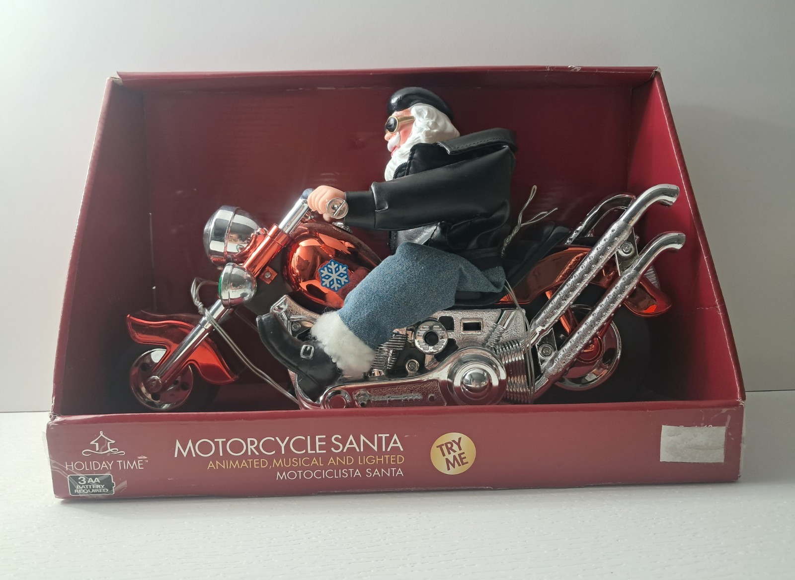 Santa Claus Motorcycle Chopper-style Animated Christmas Biker Holiday Time Works