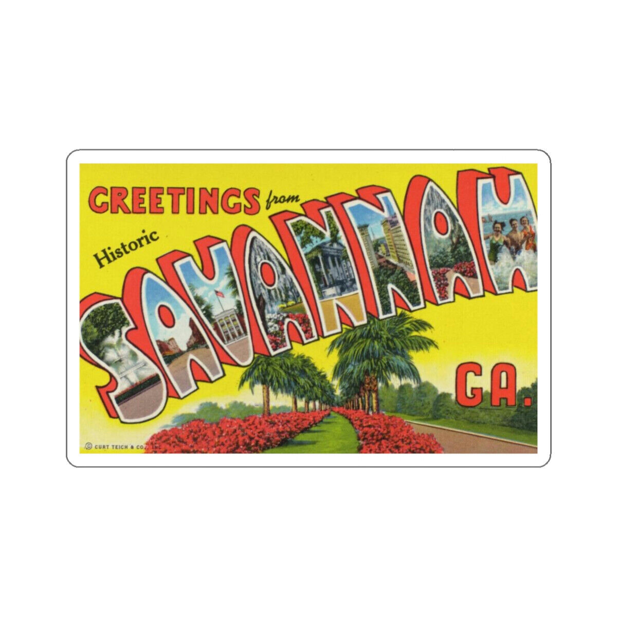 Savannah GA (Greeting Cards) STICKER Vinyl Die-Cut Decal