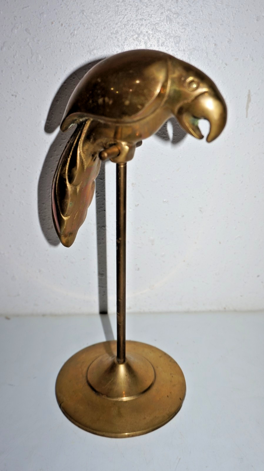 Vintage Solid Brass Parrot on Perch 10