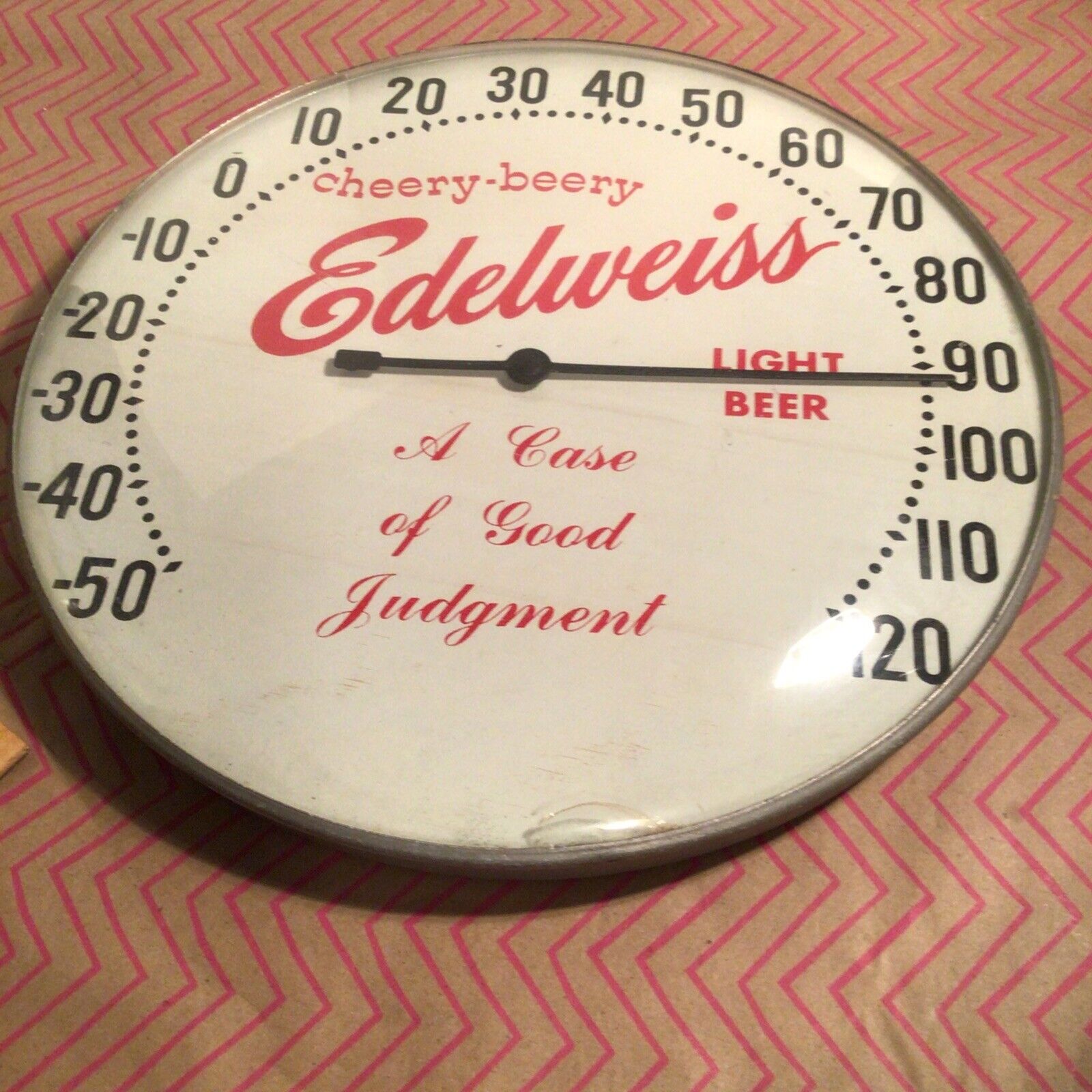 Antique Vintage Edelweiss Beer Thermometer Does Not Work Sign
