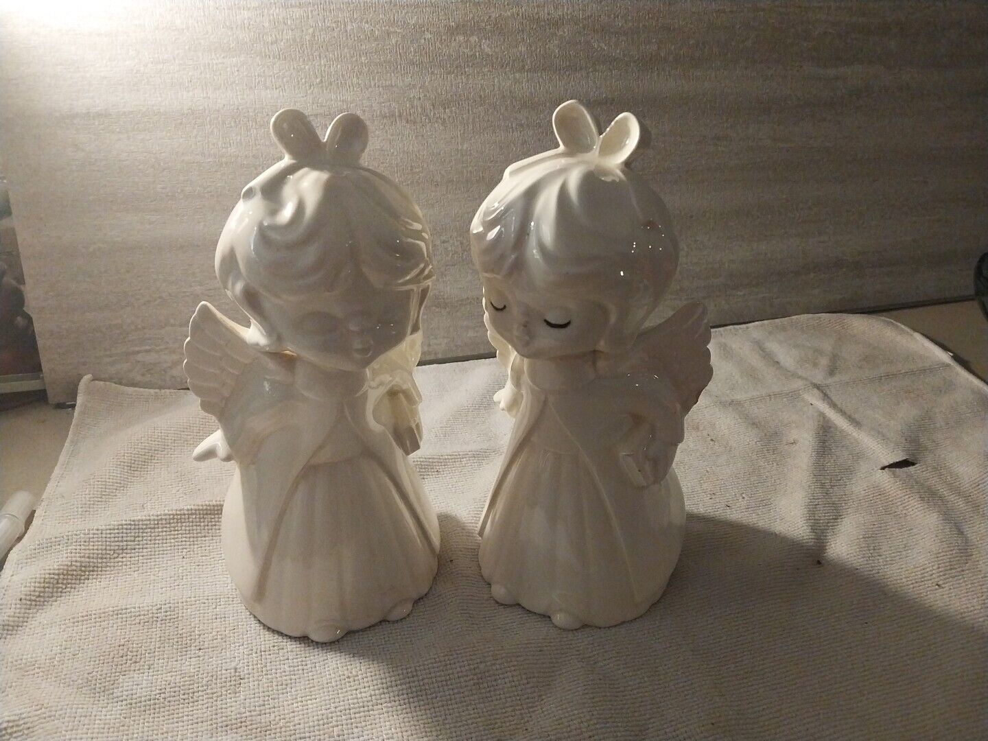 Vintage Porcelain Kissing Angel Pair