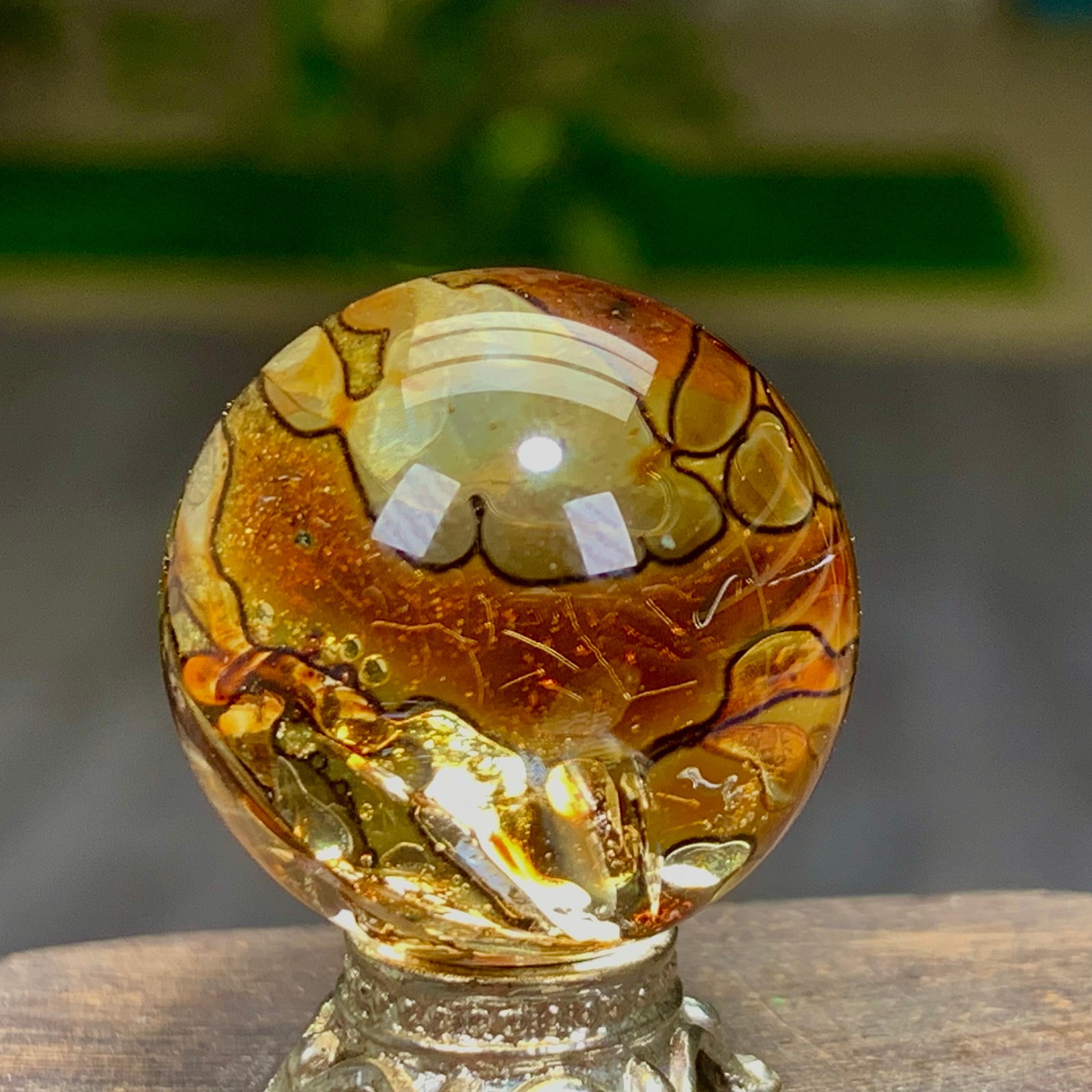 18G Natural hematoid quartz Crystal Ball Crystal Sphere Mineral Specimen
