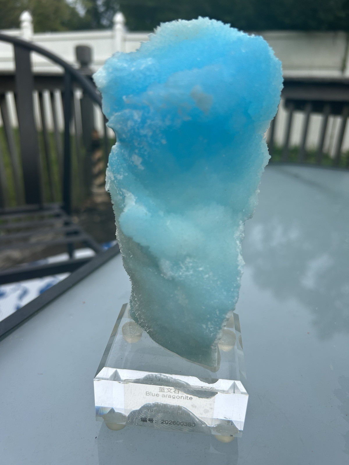 719g Natural Blue Aragonite Mineral Specimen w/ Custom Stand 719g Natural Blue Aragonite Mineral Specimen w/ Custom Stand