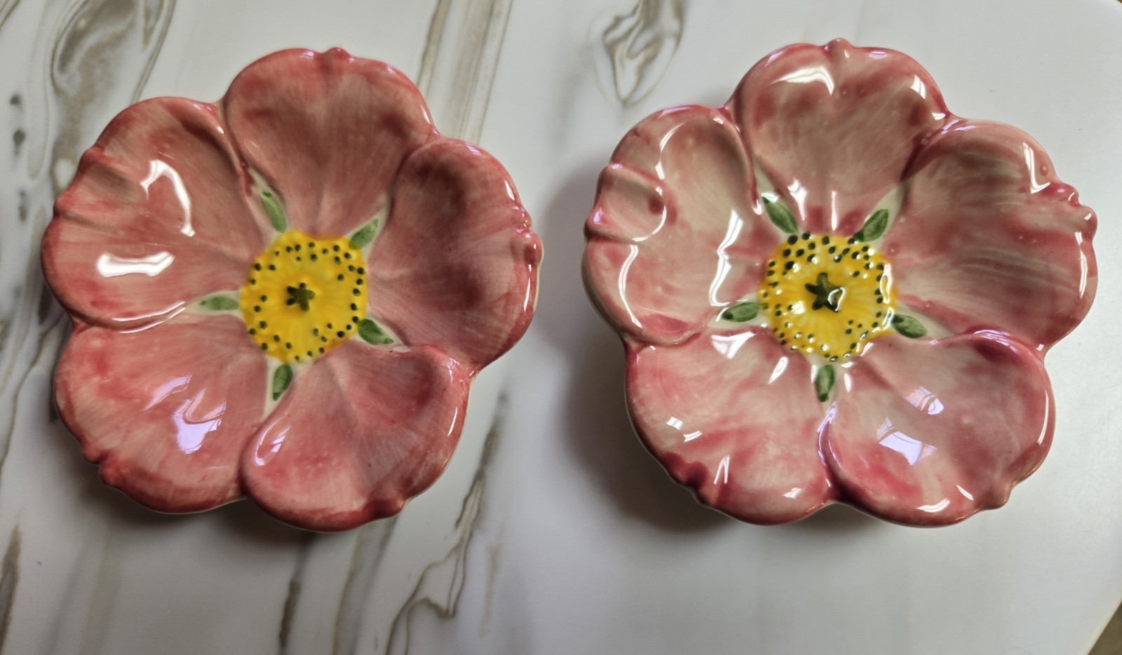 2 Vintage Franciscan Desert Rose Ashtrays, Butter Pats, or Teabag Holders   USA