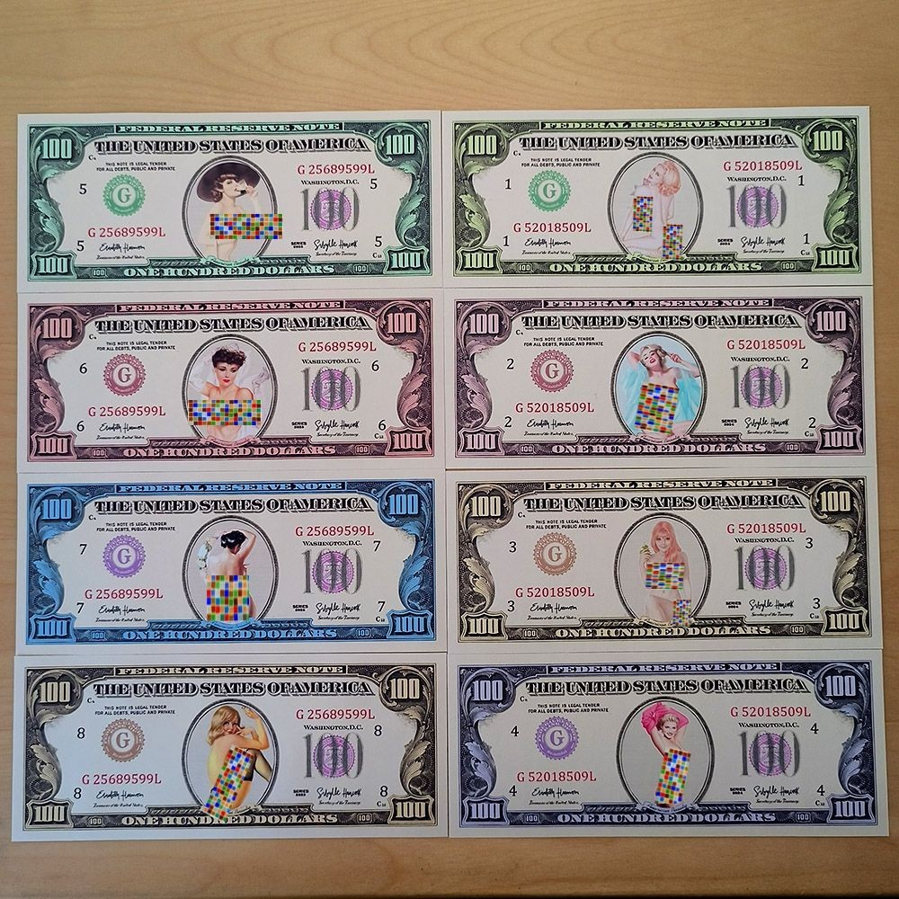 SET, 8Pcs Beauty  Art Ploymer Note, 2026, Art Collectibles, 100,Fluorescent, UNC