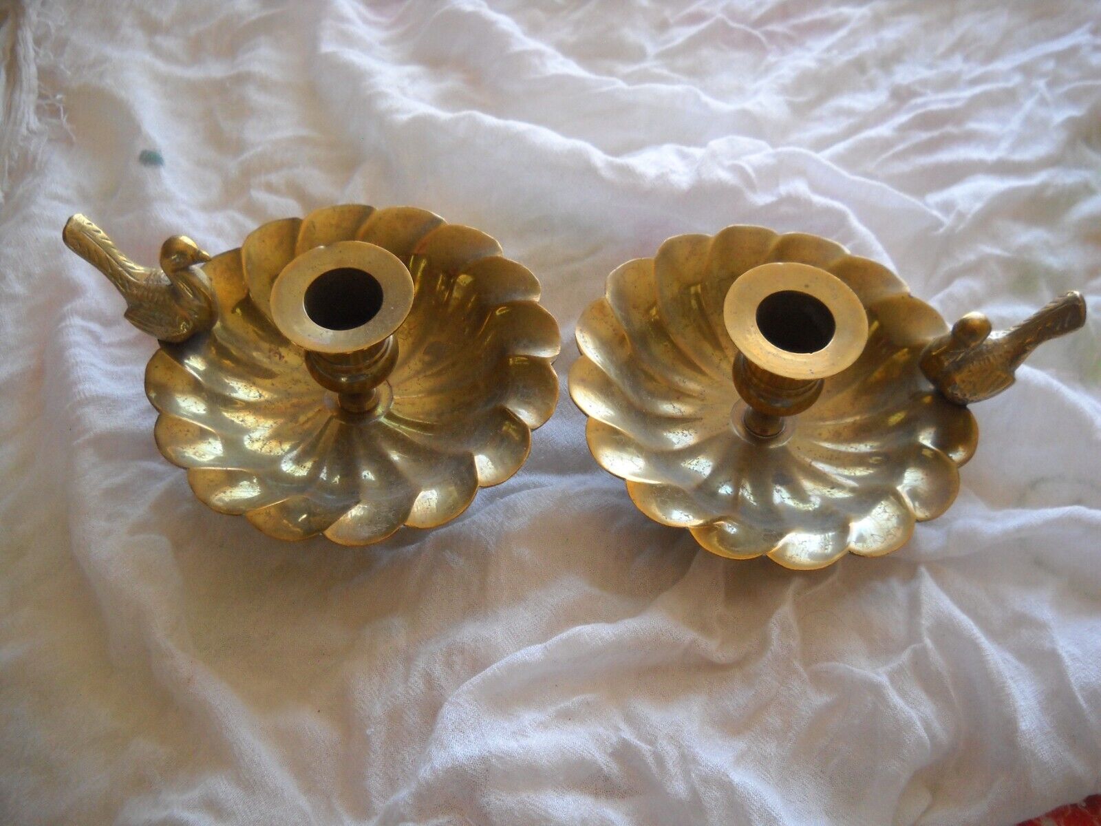 Pair Of 4*6 Inch Brass Bird Candle Holders Made In India