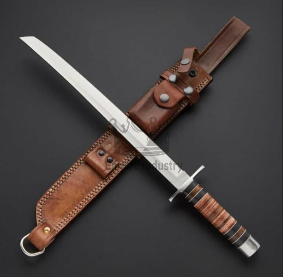 Custom Handmade High Carbon Steel Tanto Sword Fixed Blade With Amazing Sheath