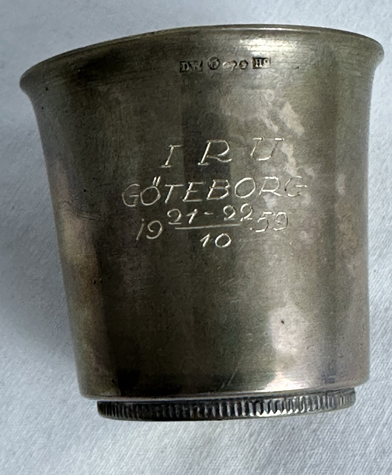 1959 Volvo Silver Shot Glass Göteborg IRU Engraved Swedish 2 Kronor on Bottom