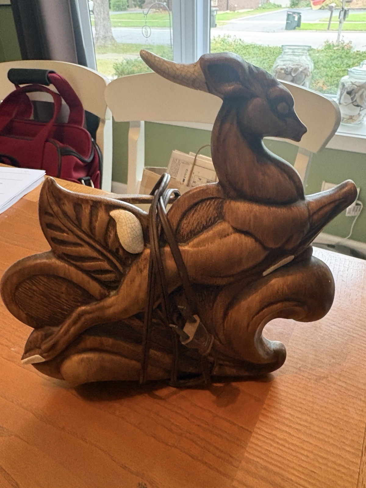 VINTAGE CERAMIC MCM TV LAMP BROWN GAZELLE LEAPING IMPALA
