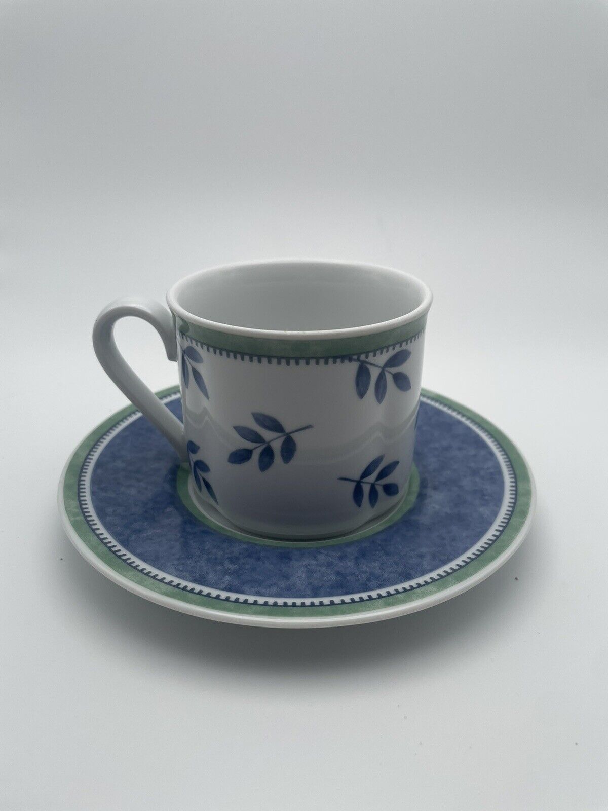 Villeroy & Boch Switch 3  Cup & Saucer Germany Blues Greens Foliage Excellent