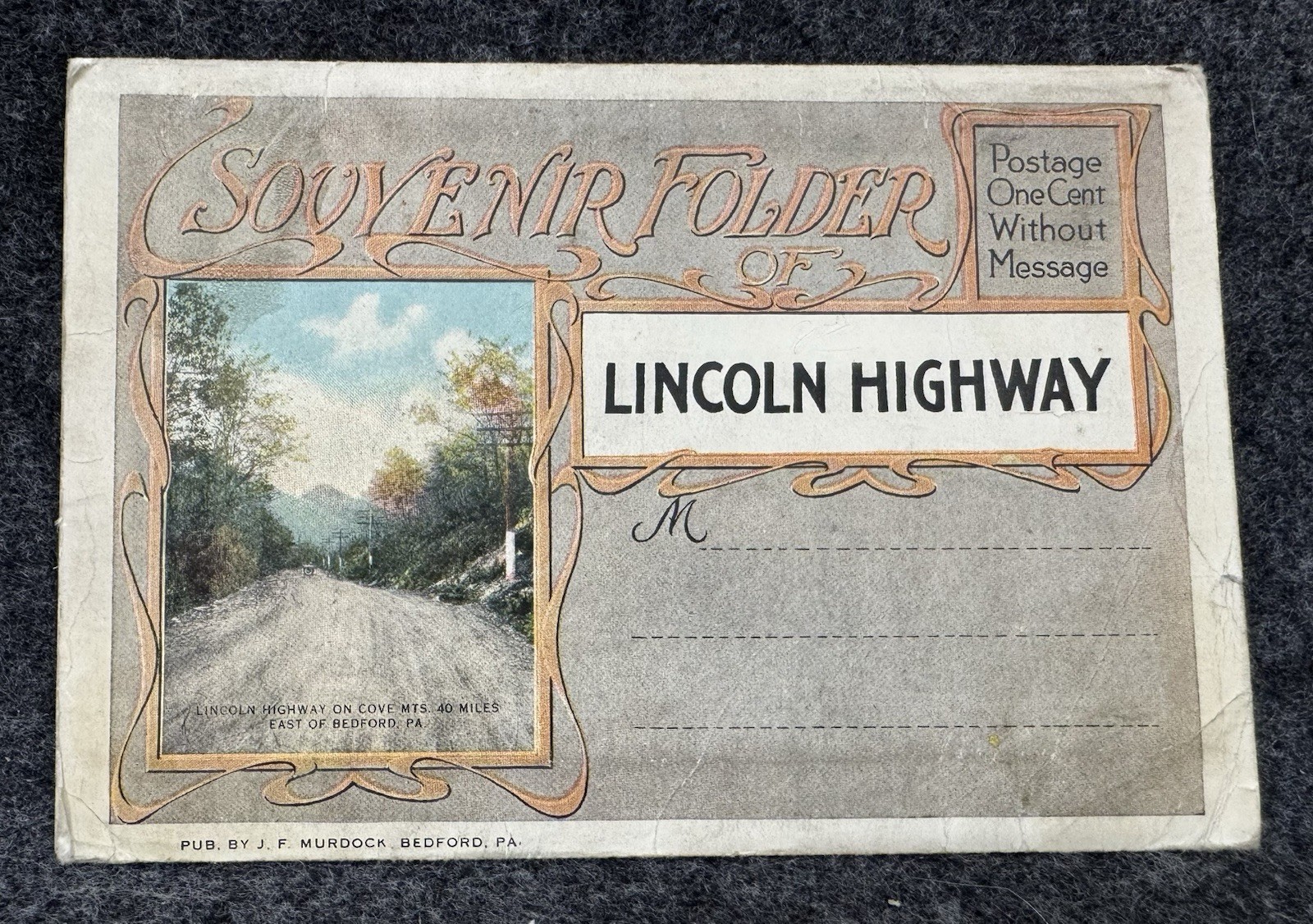 EARLY Souvenir Folder of The Lincoln Highway Folding Postcard Booklet 18 Images EARLY Souvenir Folder of The Lincoln Highway Folding Postcard Booklet 18 Images