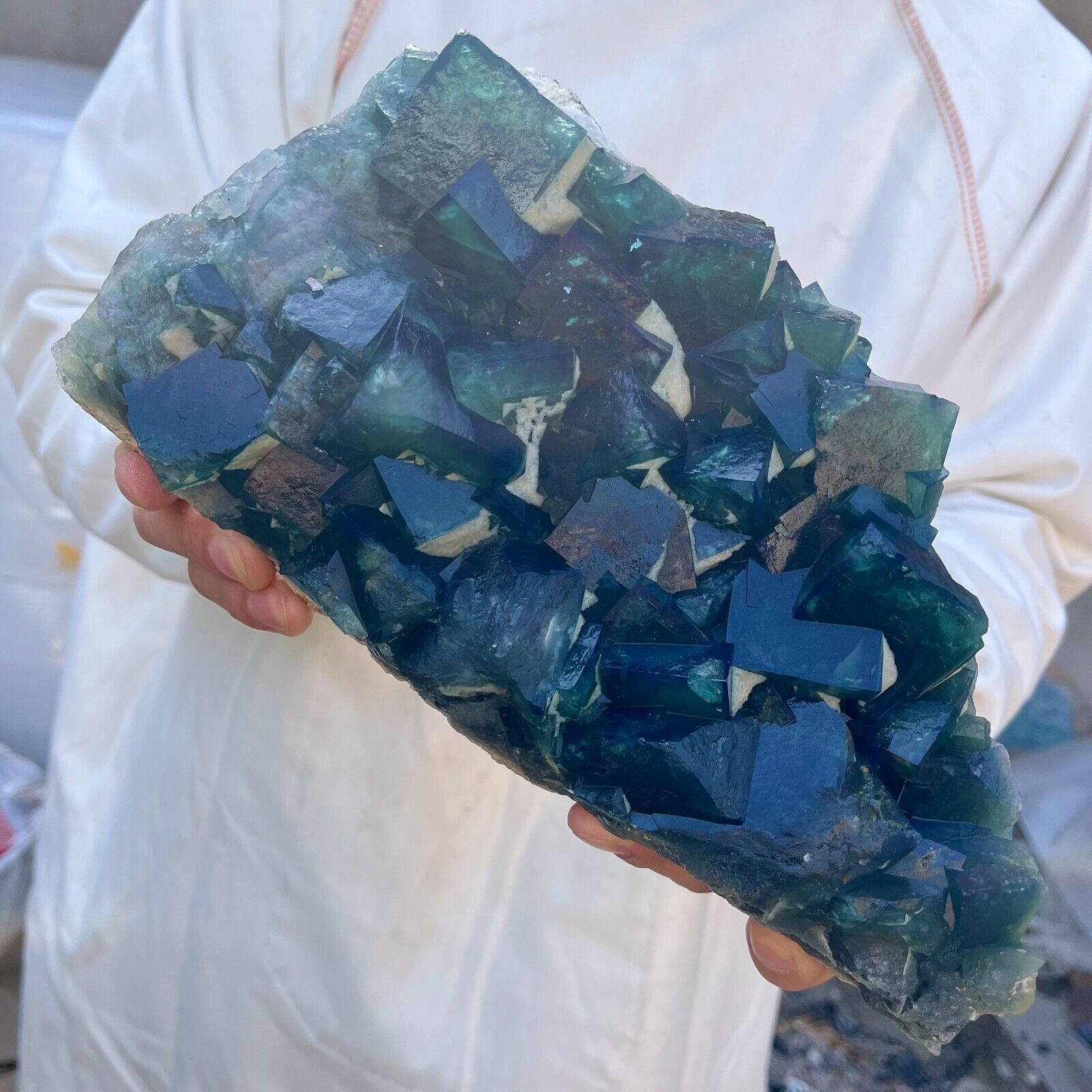 10.5lb Large NATURAL Green Cube FLUORITE Quartz Crystal Cluster Mineral Specimen