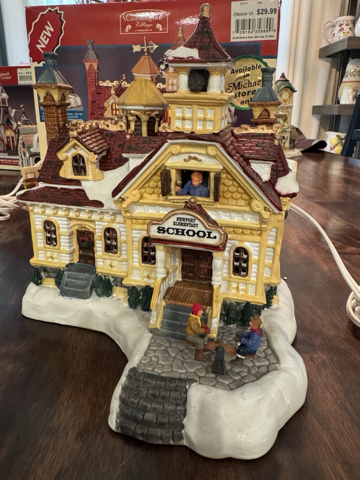Lemax Caddington Village Newport Elementary School Porcelain Lighted House 2003