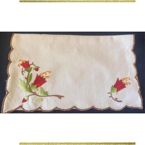 Vintage, sandwich holder, in linen, hand embroidered  measurements closed