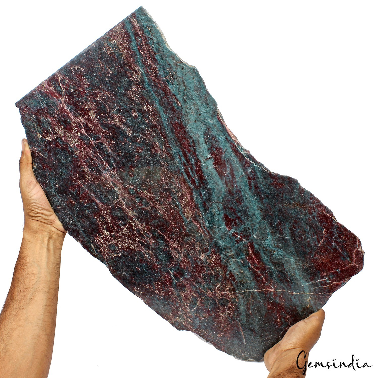 7.6kg Ruby Kyanite Rough Plate Untreated Crystal Display Specimen with Stand