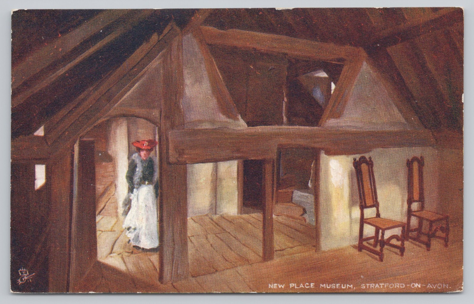 OLD STRATFORD-ON-AVON 7179 New Place Museum England Tuck Oilette Postcard