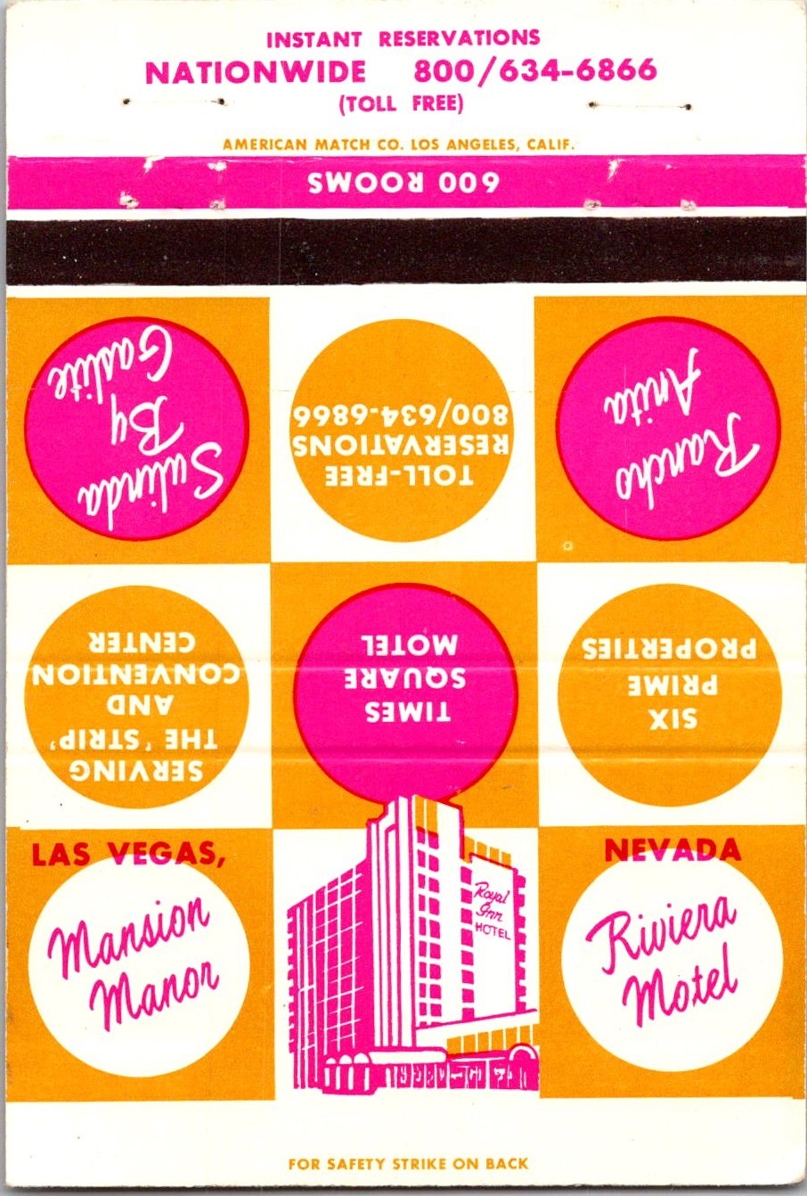 Times Square Motel Las Vegas NV Hotel Vintage Large Matchbook Cover 4ML2-9
