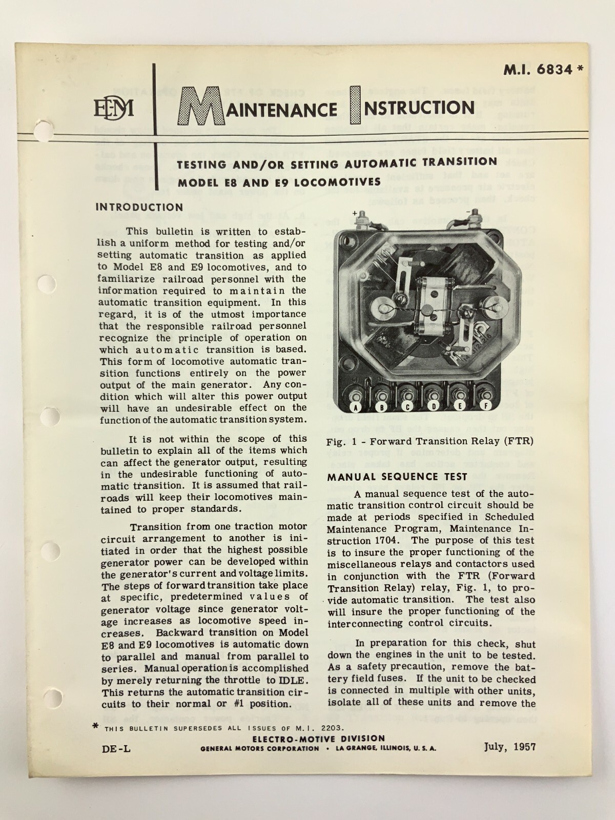 Automatic Transition Model Maintenance Instruction GM EMD Electro Motive X426 Automatic Transition Model Maintenance Instruction GM EMD Electro Motive X426