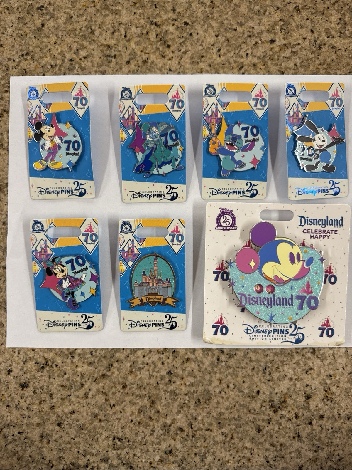 Disney Disneyland 70th Anniversary 7 Pin Set - 