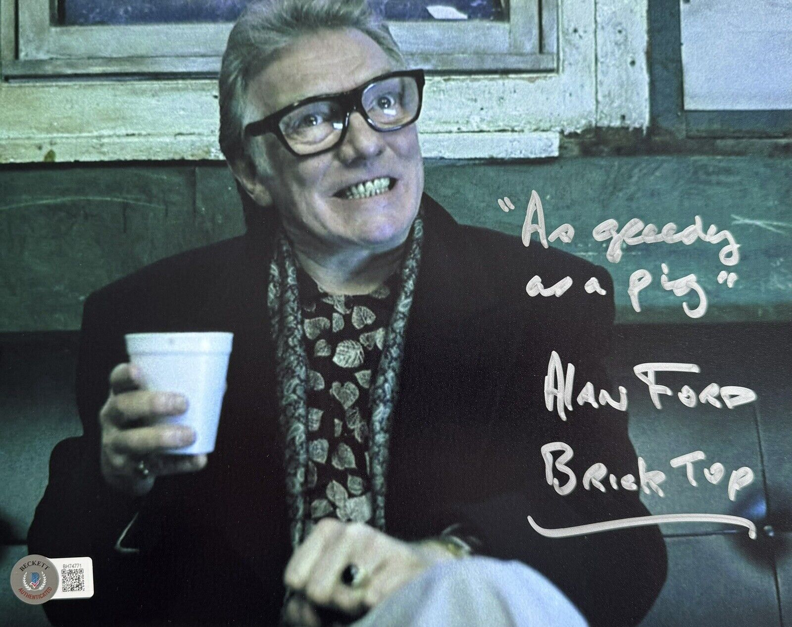 Alan Ford Signed Snatch 8x10” With “Greedy Pig” Quote - Beckett COA (Last One)