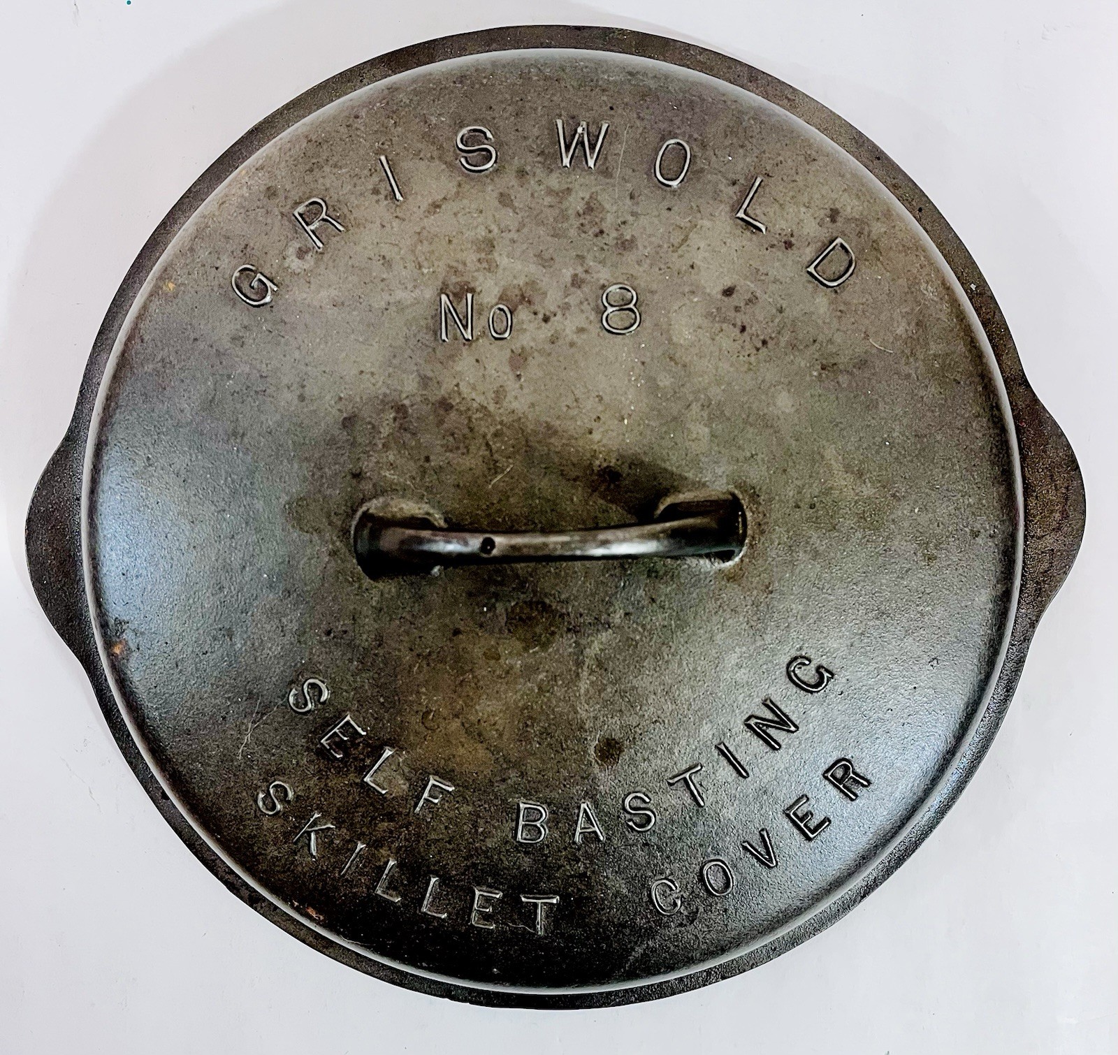 Griswold No. 8 Cast Iron Raised Letter Low Dome 1048 Self Basting Skillet Cover