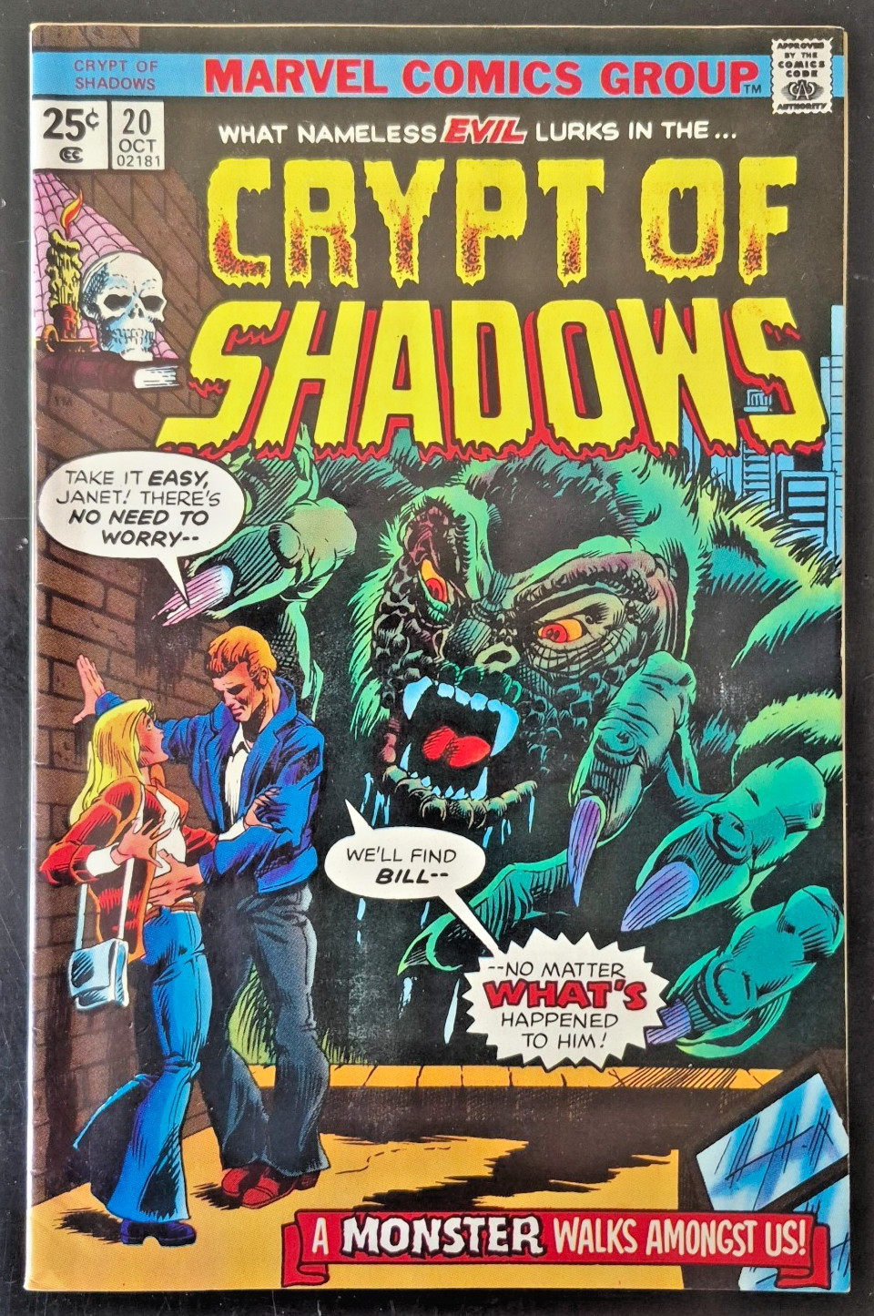 Crypt of Shadows # 20 A Monster Walks Among Us 1976 Marvel Comics