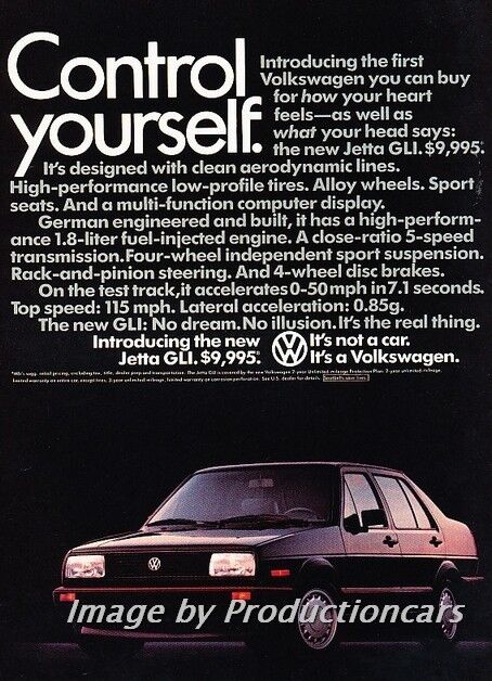 1985 VW Volkswagen Jetta Original Advertisement Print Art Car Ad J752