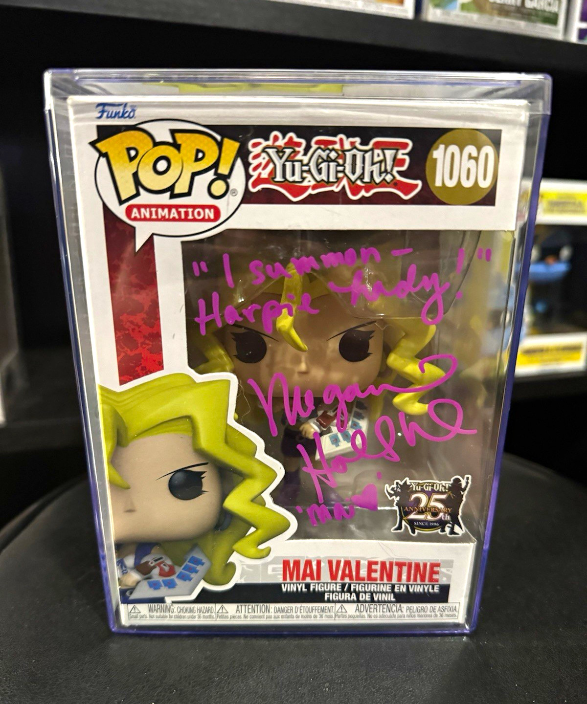 Megan Hollingshead Signed Mai Valentine #1060 Funko Pop Yu-Gi-Oh Quote