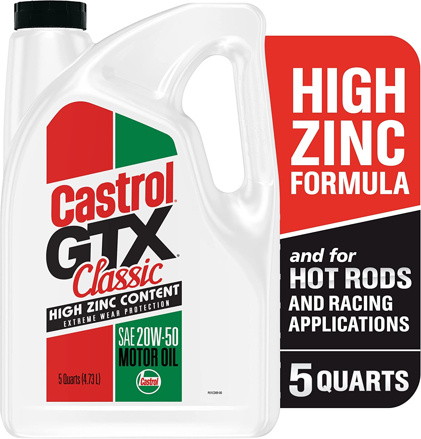 Castrol GTX Classic 20W-50 Conventional Motor Oil, 5 Quart Jug