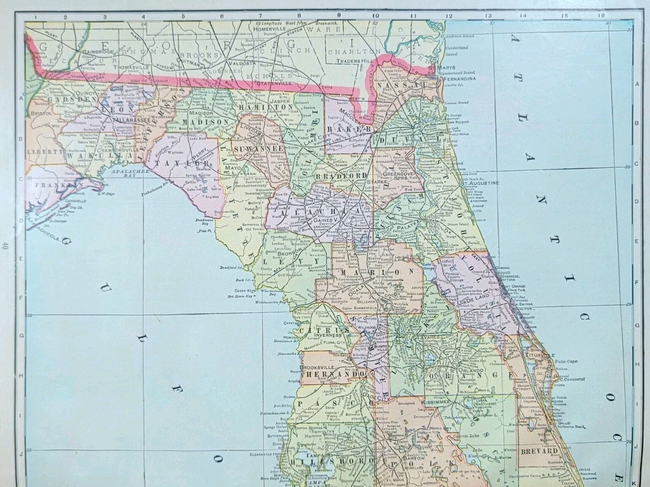 Vintage 1908 FLORIDA Map 14\