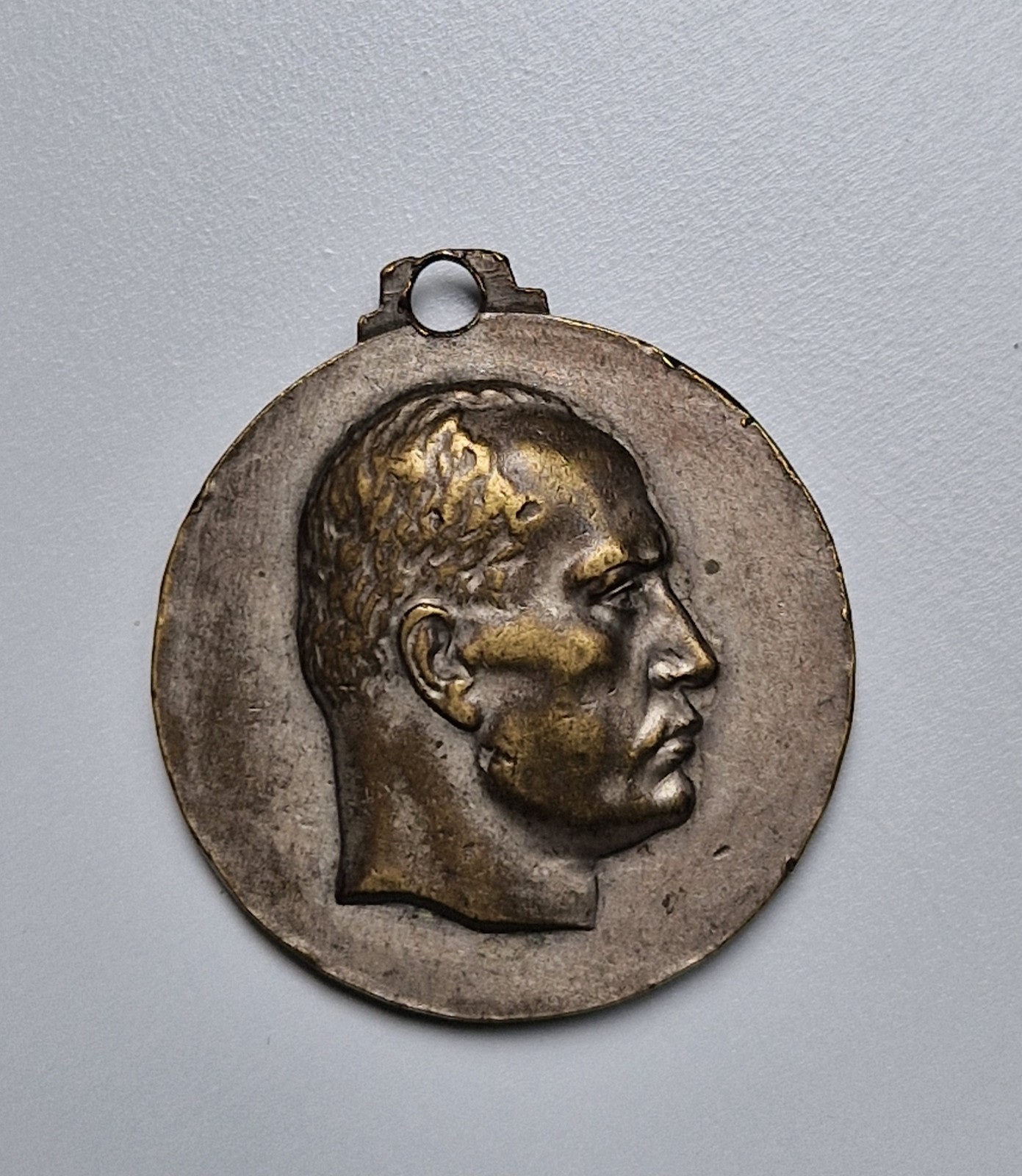 Original Italian Fascist Era Benito Mussolini Predappio Medal Pendant Vintage