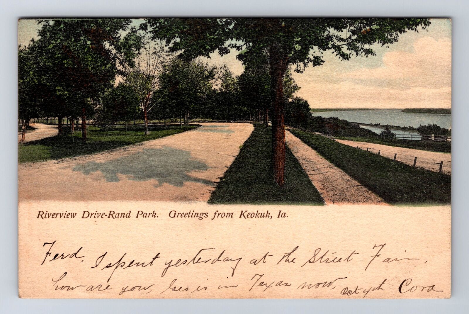 Keokuk IA-Iowa, General Greetings, Riverview Drive Rand Park Vintage Postcard