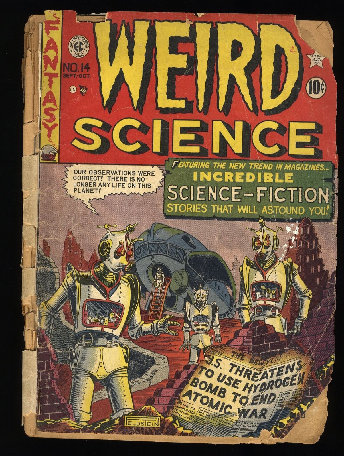 Weird Science #14 P 0.5 EC Science Fiction Robot Cover EC 1952