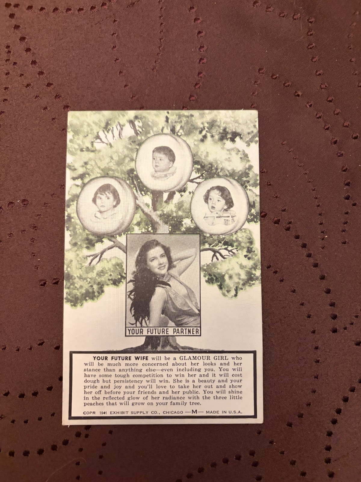 Vintage 1941 Your Future Partner Arcade Exhibit Card Novelty Fortune Teller