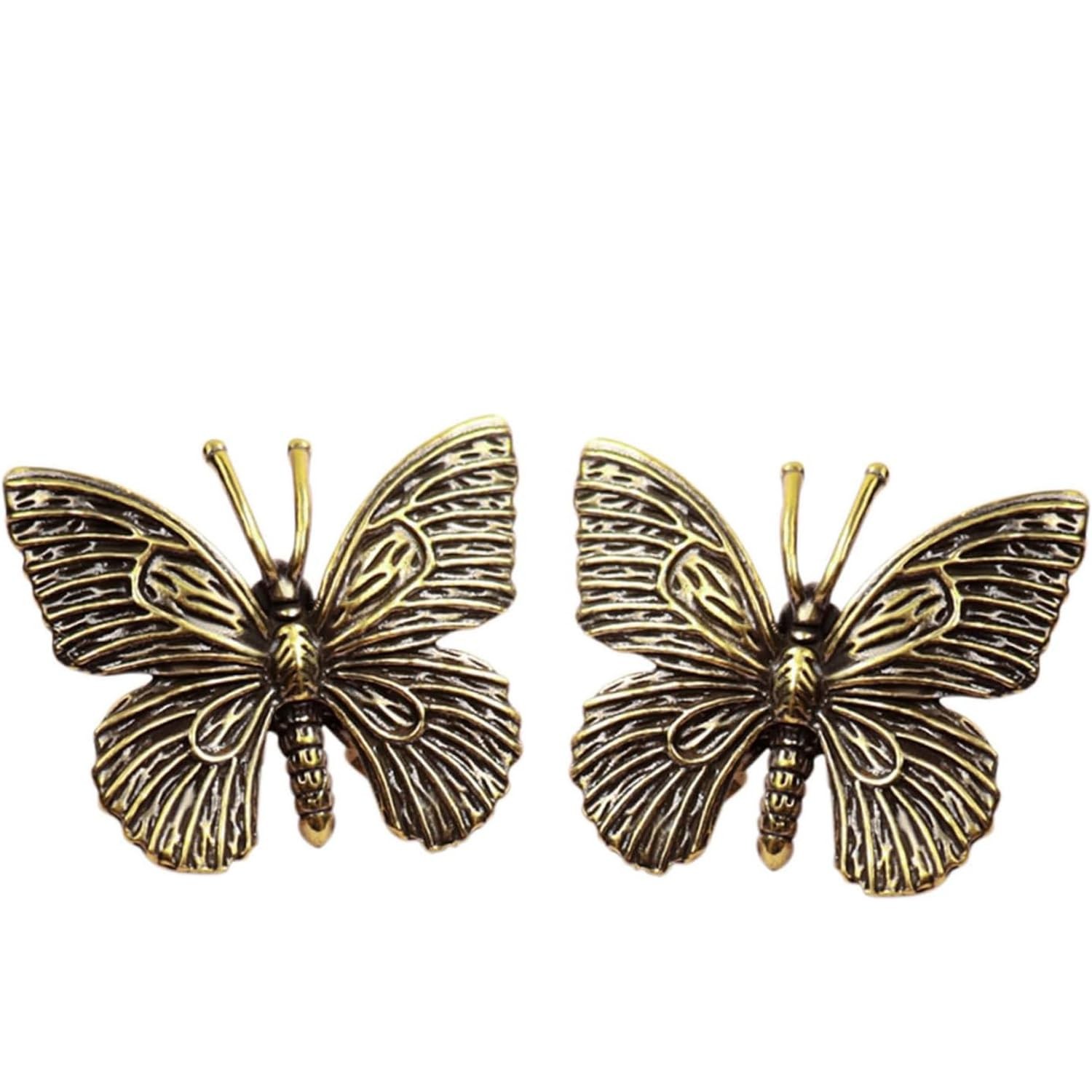 2pcs Retro Brass Butterfly Statue, Vintage Brass Figurine for Indoor Decor, Anti 2pcs Retro Brass Butterfly Statue, Vintage Brass Figurine for Indoor Decor, Anti