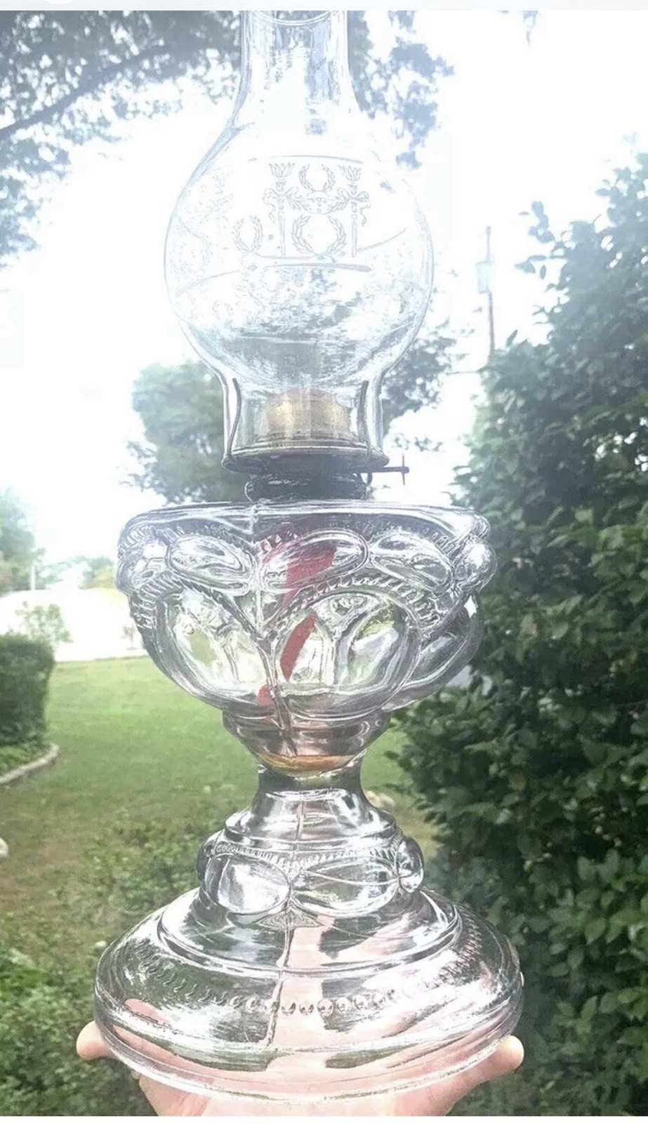 🤩 MASSIVE C. 1911 Antique EAPG PEANUT Kerosene Oil Sewing Lamp Ready To Use 🔥