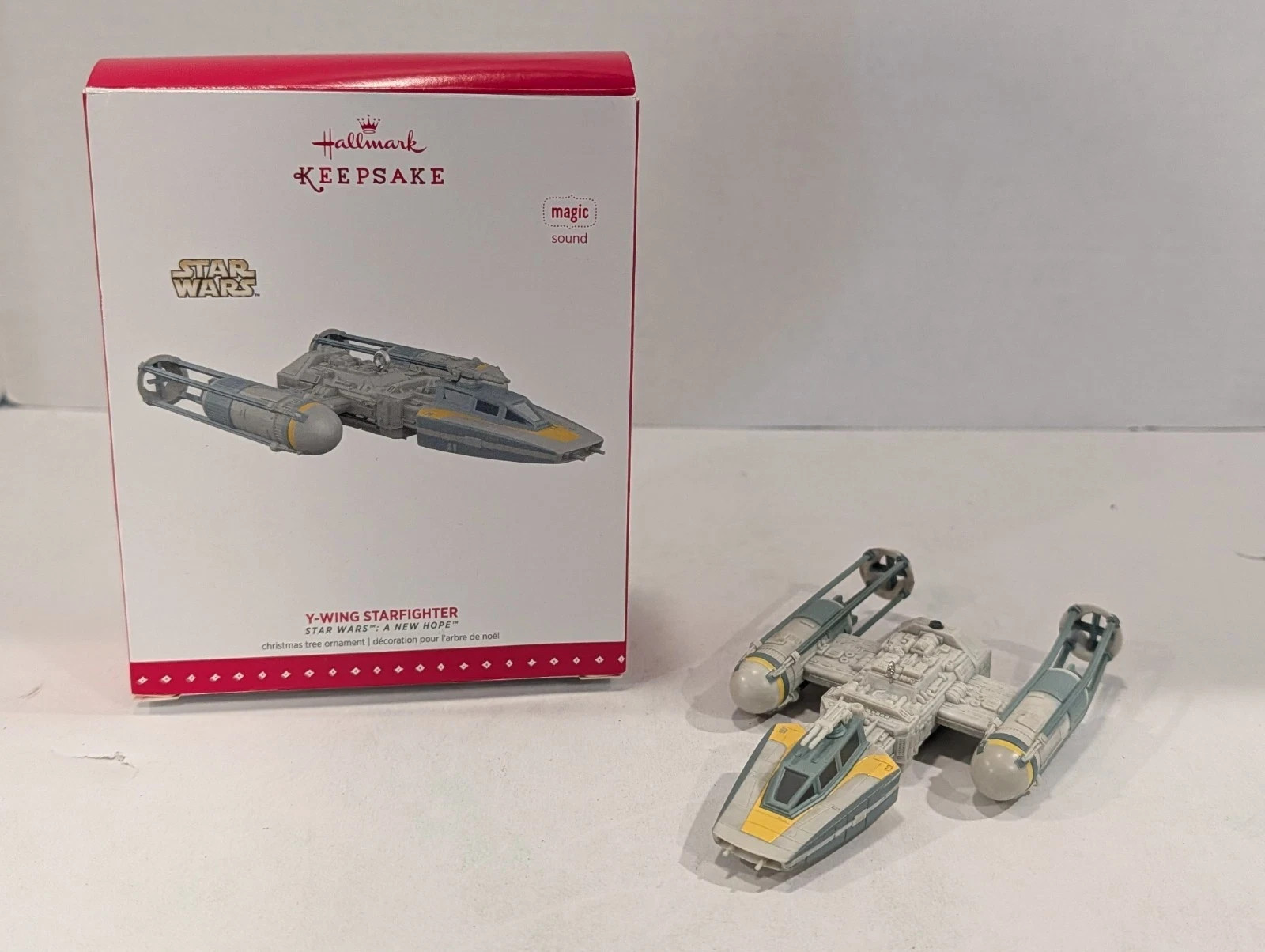 Star Wars Y-Wing Starfighter A New Hope 2015 Hallmark  Ornament W/Sound-824-321