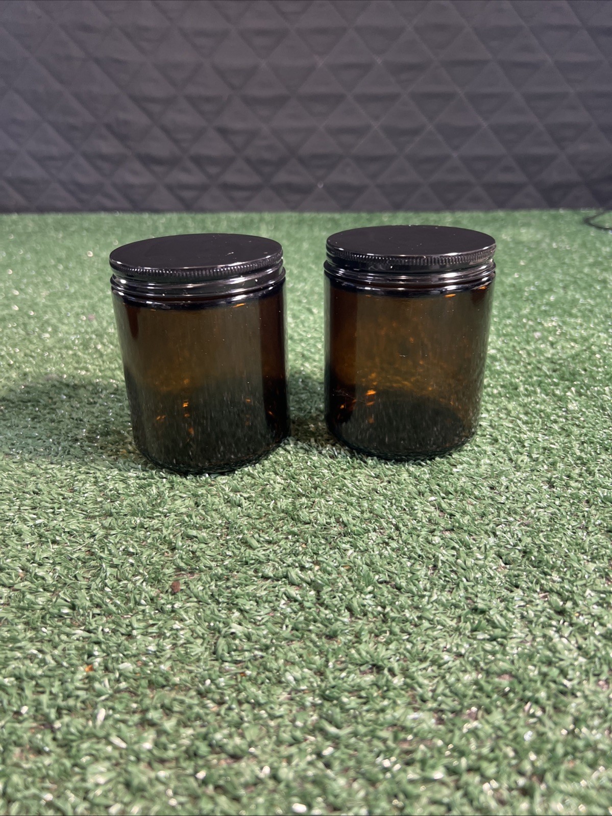 8oz Amber Glass Jars with Black Lids - 2 Pack Airtight UV‑Blocking Storage Conta