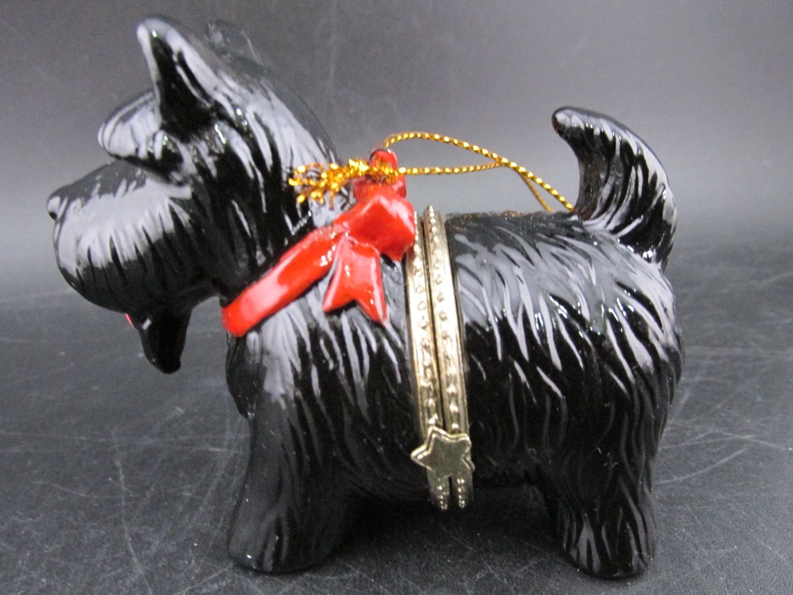 Scottish Terrier Scottie Dog Porcelain Hinged Trinket Box Black Scotty Dog