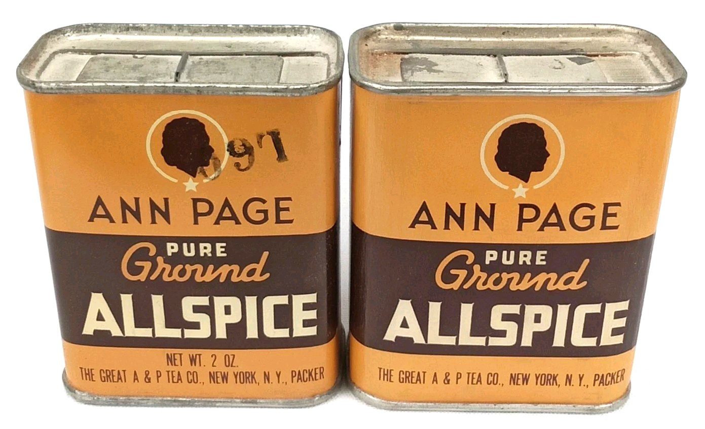 Antique 1940s Advertising Spice Tin Christmas Display Ann Page Ground Allspice