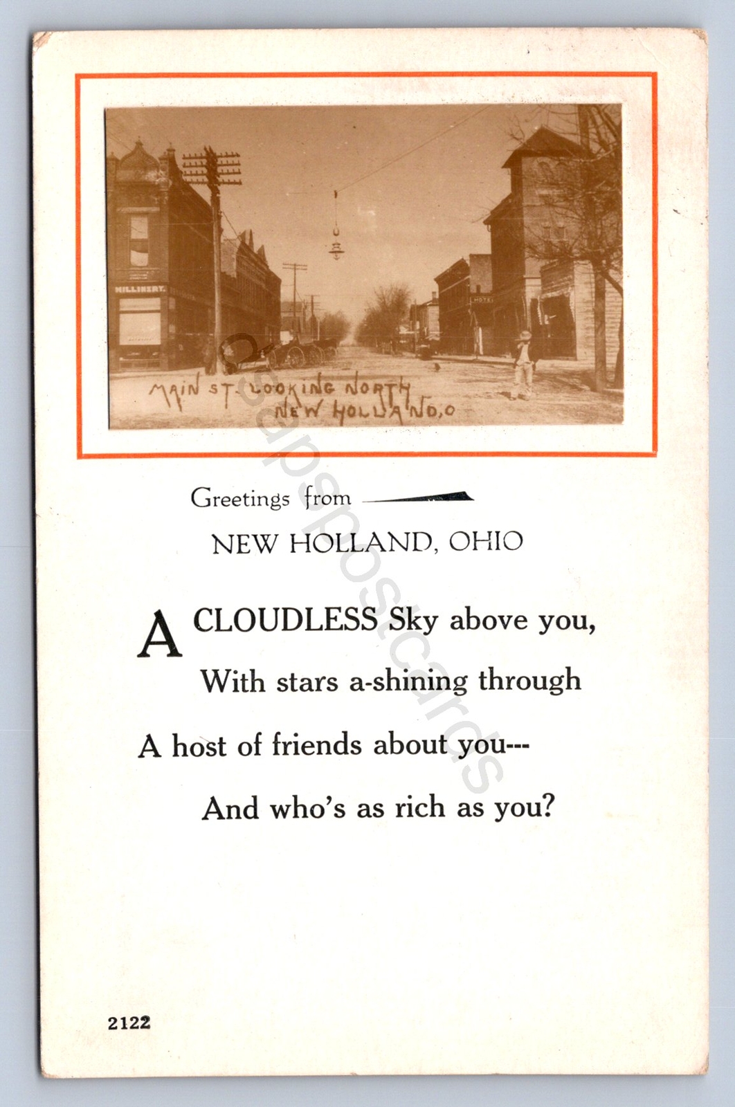 J98/ New Holland Ohio RPPC Postcard c1920 Main Street Stores Poem 383