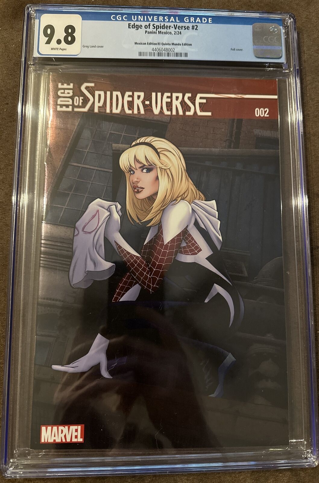 Edge Of Spider-verse #2-Mexican Edition FOIL Reprint Of Greg Land Cover- CGC 9.8