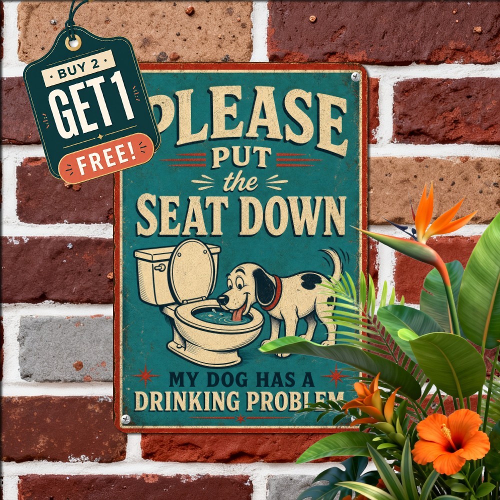 Please Put The Toilet Seat Down Bathroom Humor Metal Tin Sign 8x12 Restroom
