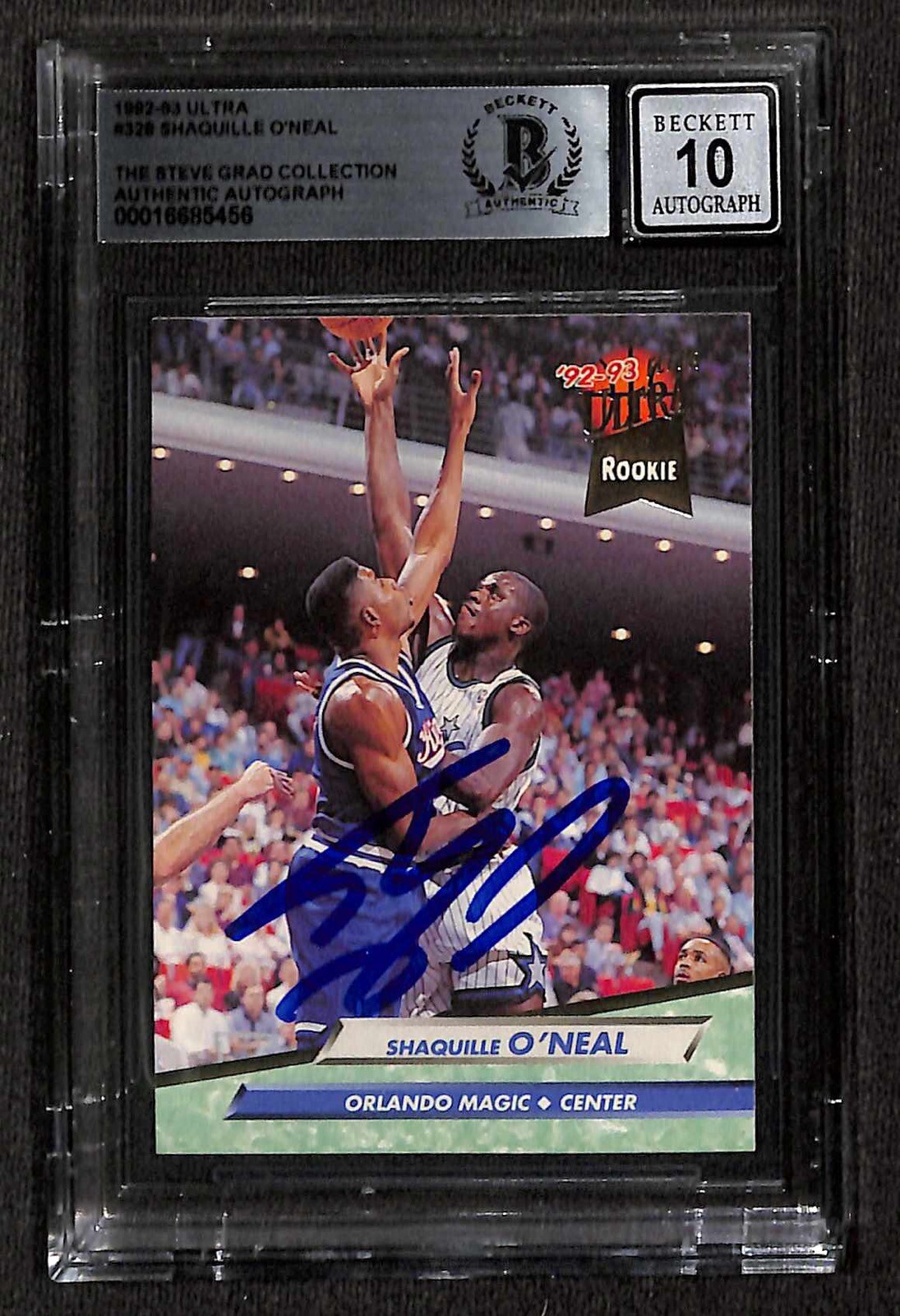 Shaquille O\'Neal 1992-93 Ultra #328 RC Signed Card Auto Grade 10 BECKETT