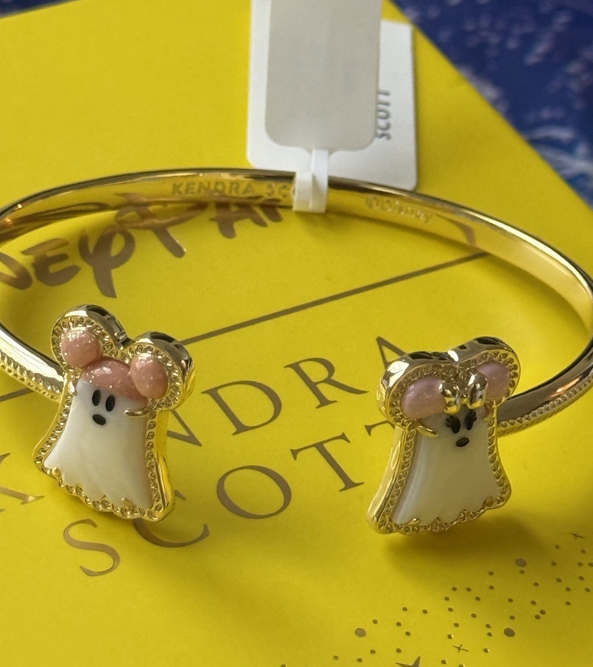 2026 Disney Parks Kendra Scott Mickey Minnie Mouse Ghost Bangle NEW Box Pouch