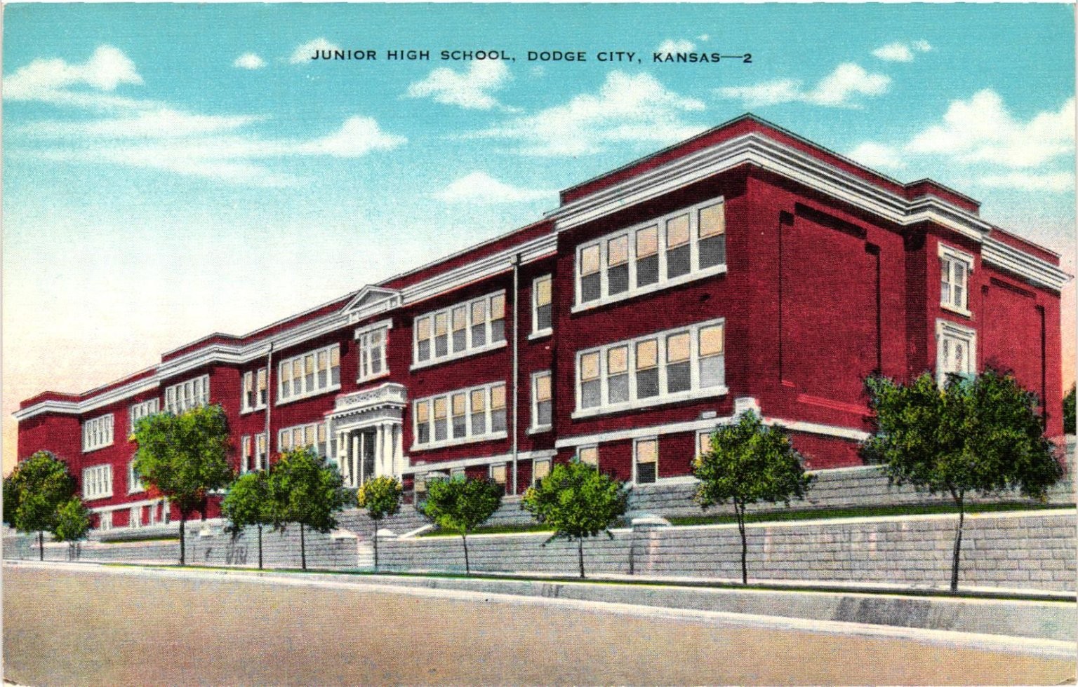 Dodge City Kansas Junior High School E.C. Kropp Postcard c1940s KCK